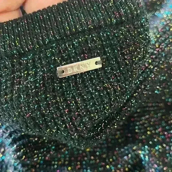 DKNY Multi-Color Shimmer Ruffle Sleeve Sweater - Picture 7 of 10